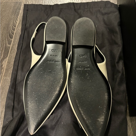 SAINT LAURENT PARIS cream and navy sling back flats - Picture 3 of 3
